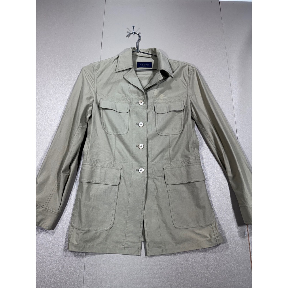 Piazza Sempione‎ Khaki Tan Utility Safari Jacket Made in Italy Women Size IT 38